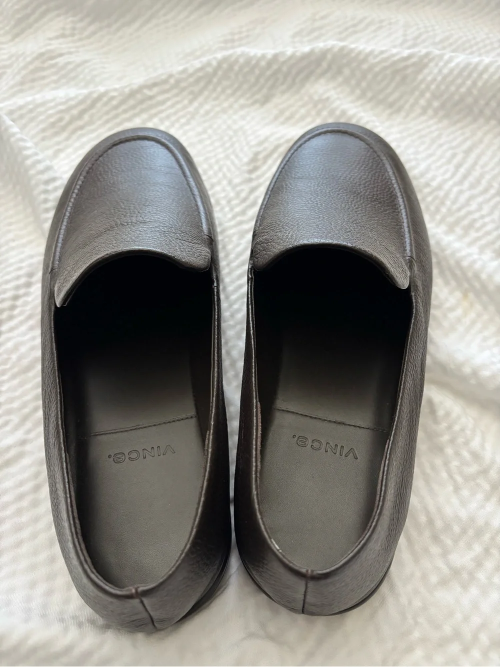 Vince Pebbled Chocolate Leather Hann Loafers